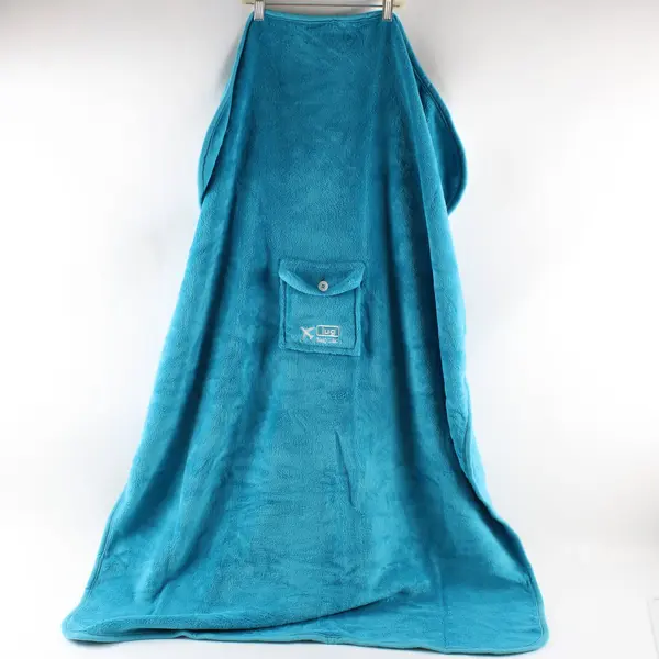 Lug Nap Sac Fuzzy Blue 2-in-1 Travel Blanket Pillow Set