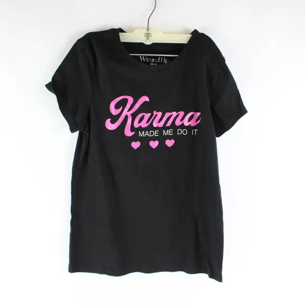 Wound Up Karma Made Me Do It Black Pink T-Shirt Juniors XS