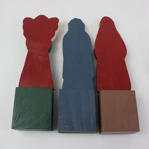 TJ Carver VTG 7-Piece Wooden Nativity Set I Love Jesus Christmas