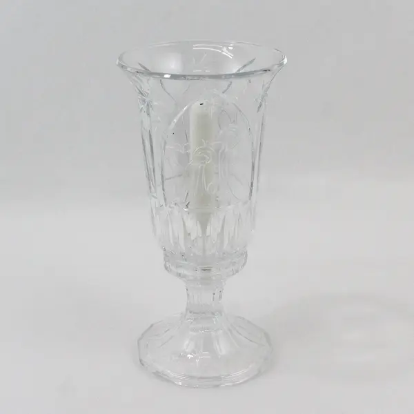 St George Crystal Christmas Nativity 2 Piece Hurricane Candle Holder