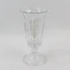 St George Crystal Christmas Nativity 2 Piece Hurricane Candle Holder