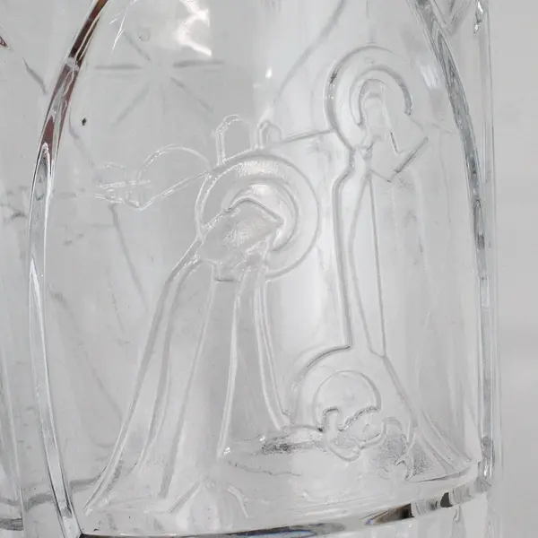 St George Crystal Christmas Nativity 2 Piece Hurricane Candle Holder