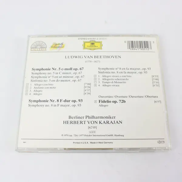Beethoven Symphonies Nos. 5 & 8 CD 1977 Deutsche Grammophon 419 051-2