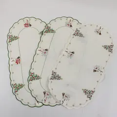 Lot of 3 Vintage Yesteryear Snowman Embroidered Christmas Doilies 9x18
