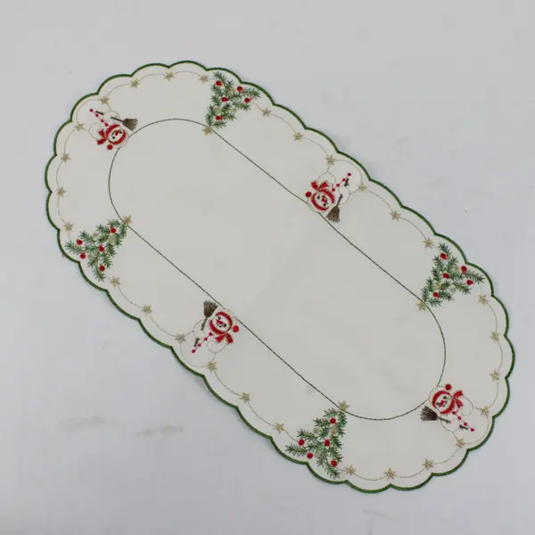 Lot of 3 Vintage Yesteryear Snowman Embroidered Christmas Doilies 9x18