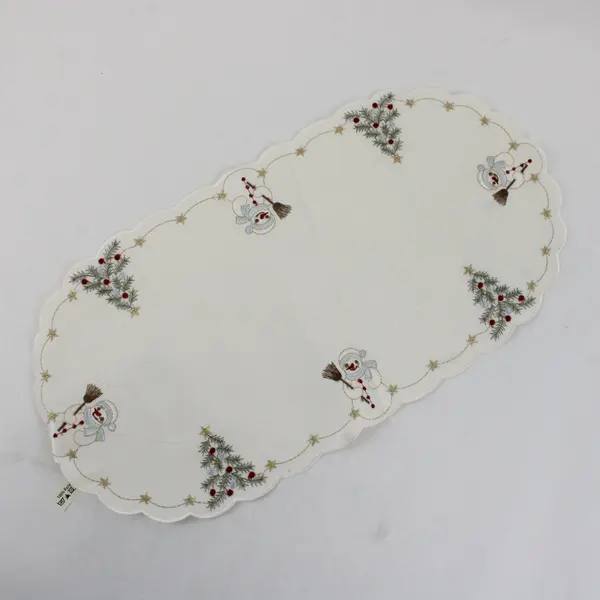 Lot of 3 Vintage Yesteryear Snowman Embroidered Christmas Doilies 9x18