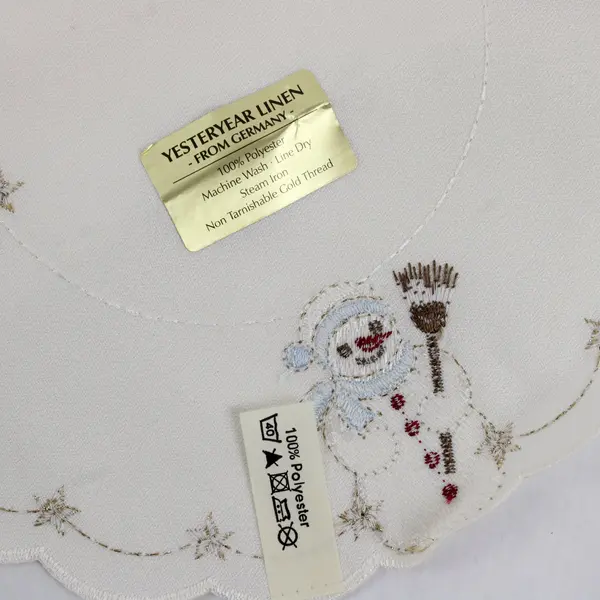 Lot of 3 Vintage Yesteryear Snowman Embroidered Christmas Doilies 9x18
