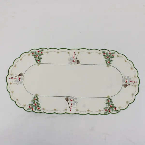 Lot of 3 Vintage Yesteryear Snowman Embroidered Christmas Doilies 9x18