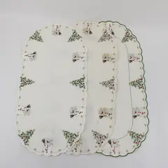 Lot of 3 Vintage Yesteryear Snowman Embroidered Christmas Doilies 10.5x21.5