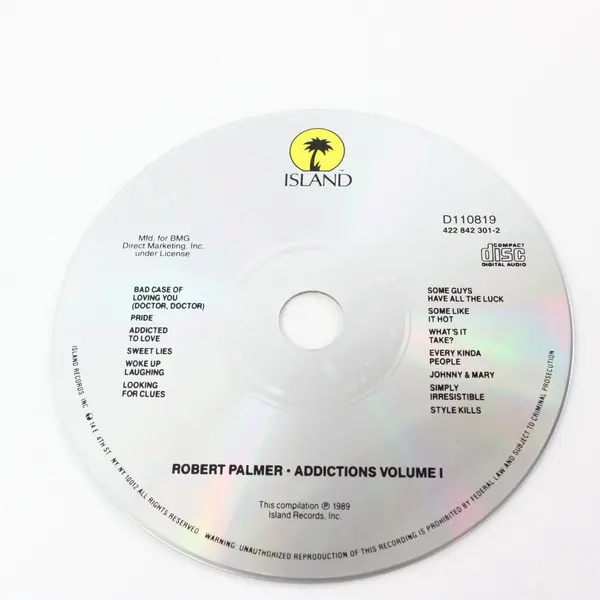 Robert Palmer Addictions Volume 1 CD 1989 Island Records 422 842 301-2
