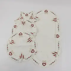 Lot of 4 Yesteryear Matching Embroidered White Christmas Doilies