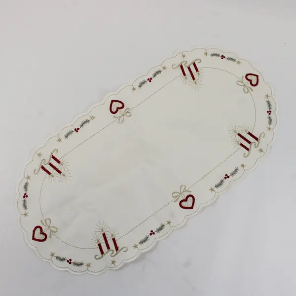 Lot of 4 Yesteryear Matching Embroidered White Christmas Doilies