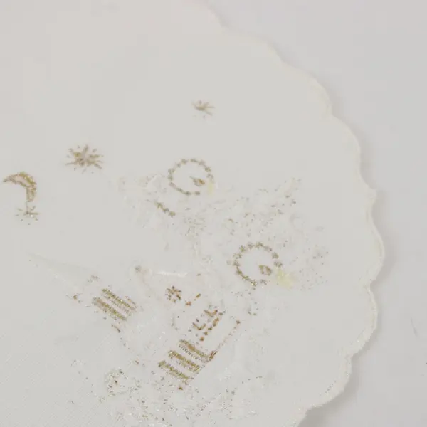 Set of 3 Yesteryear Gold Embroidered White Christmas Doilies 7.75"x17.5"