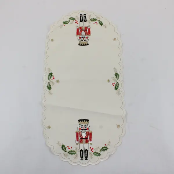 Lot of 4 Assorted Yesteryear Christmas Embroidered Linens Runner Doily