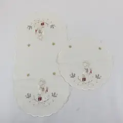 Set of 2 Yesteryear Angel Embroidered White Christmas Doilies