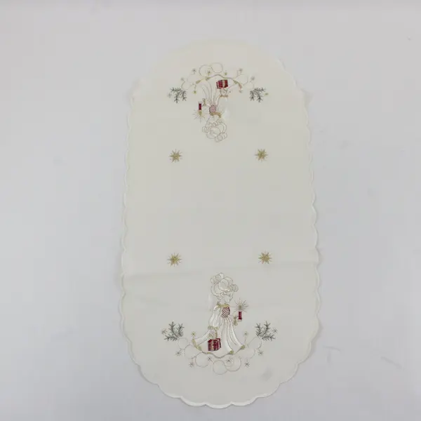 Set of 2 Yesteryear Angel Embroidered White Christmas Doilies