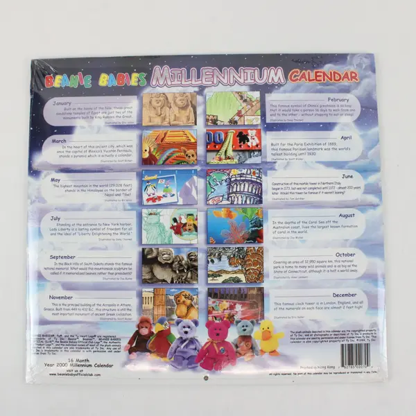 Ty Beanie Babies Millennium Year 2000 16-Month Wall Calendar NEW