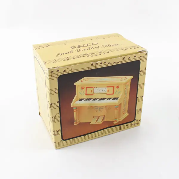 Vintage Enesco Small World of Music Piano Music Box 1985 New in Box