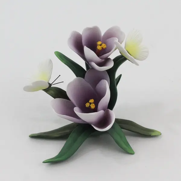 2001 Roman Inc Lavender Crocuses with Butterflies Sculpture
