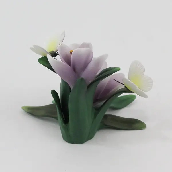 2001 Roman Inc Lavender Crocuses with Butterflies Sculpture