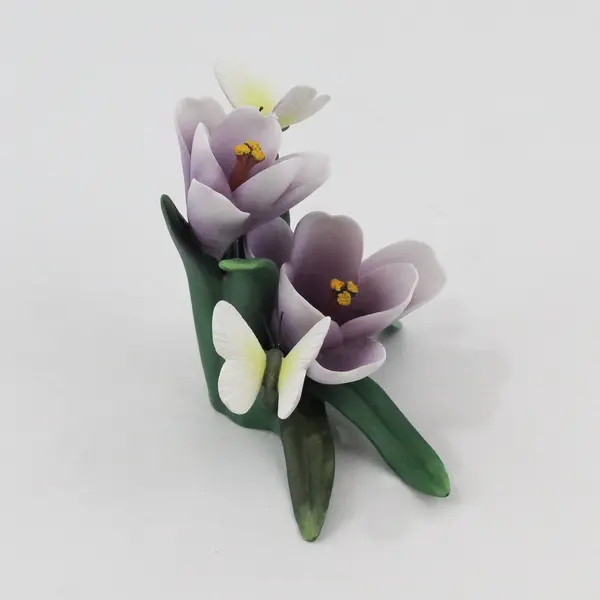 2001 Roman Inc Lavender Crocuses with Butterflies Sculpture