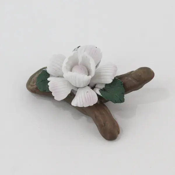 2 Porcelain Rose & Gardenia Flower Sculptures Figurines Decor