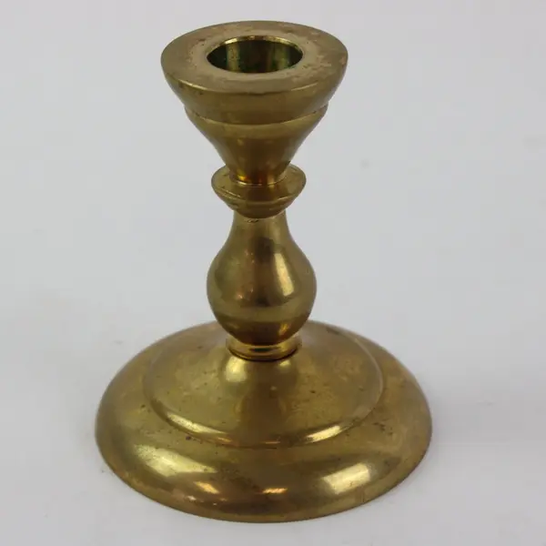 Single Brass Candlestick Candle Holder Modern Elegance 4.25" Height