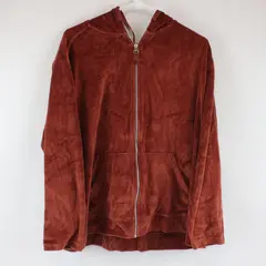 Chic Women's 2X Burnt Orange Velour Zip-Up Hoodie Sweatshirt