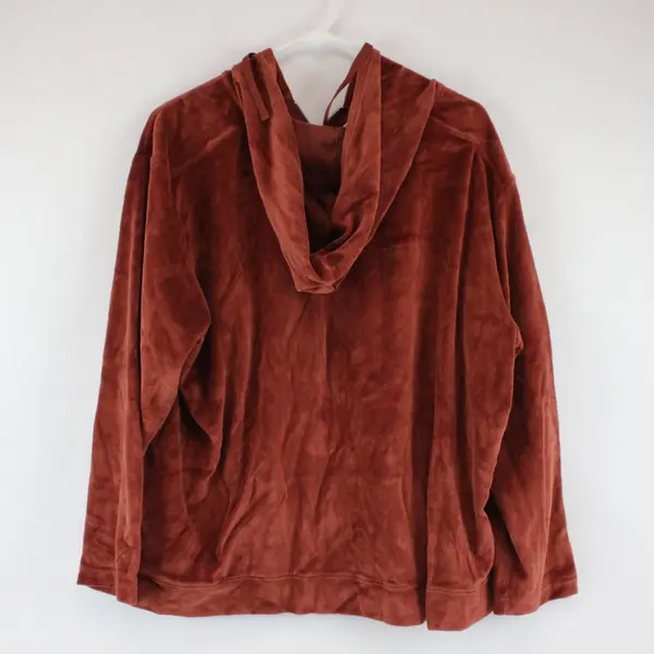 Chic Women's 2X Burnt Orange Velour Zip-Up Hoodie Sweatshirt