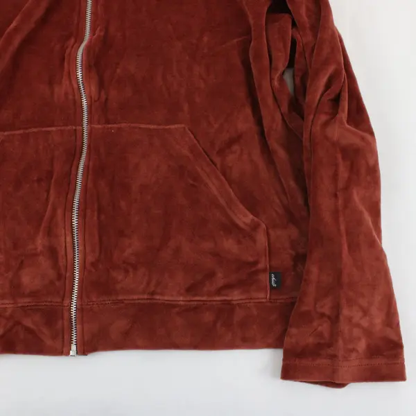 Chic Women's 2X Burnt Orange Velour Zip-Up Hoodie Sweatshirt