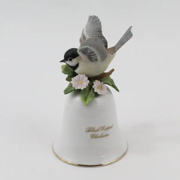 Vintage Enesco National Audubon Society Black-Capped Chickadee Porcelain Bell