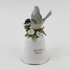 Vintage Enesco National Audubon Society Black-Capped Chickadee Porcelain Bell