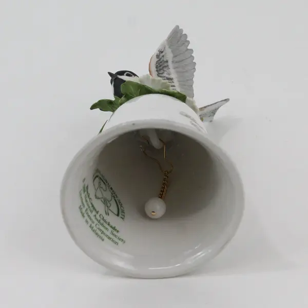 Vintage Enesco National Audubon Society Black-Capped Chickadee Porcelain Bell