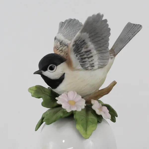 Vintage Enesco National Audubon Society Black-Capped Chickadee Porcelain Bell