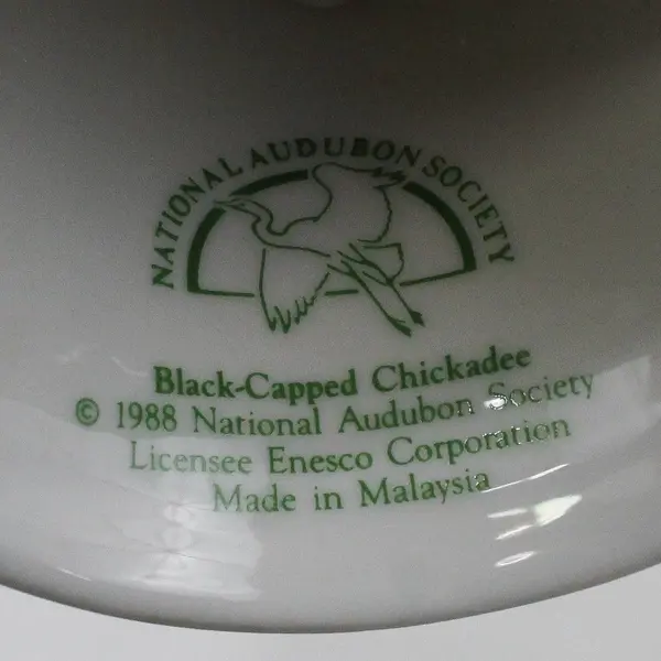 Vintage Enesco National Audubon Society Black-Capped Chickadee Porcelain Bell