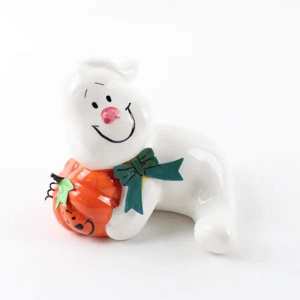 Lot of 2 Ceramic Ghost Figurines Halloween Decor White Unbranded