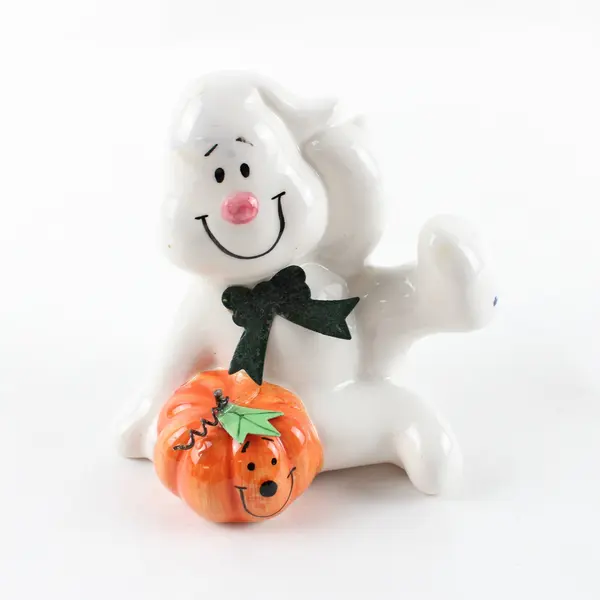 Lot of 2 Ceramic Ghost Figurines Halloween Decor White Unbranded