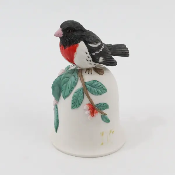 Unbranded Rose-Breasted Grosbeak Porcelain Decorative Bell Collectible