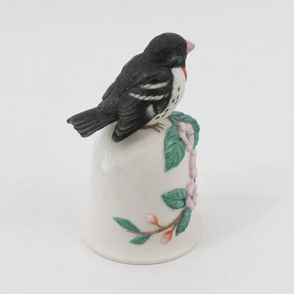 Unbranded Rose-Breasted Grosbeak Porcelain Decorative Bell Collectible