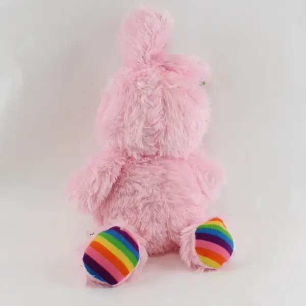 King Plush Pink Easter Bunny Rabbit Stuffy Animal Rainbow Ears Paws Carrot 