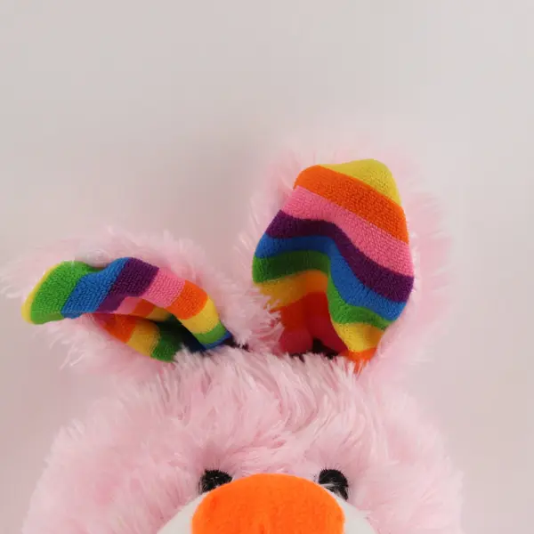 King Plush Pink Easter Bunny Rabbit Stuffy Animal Rainbow Ears Paws Carrot 