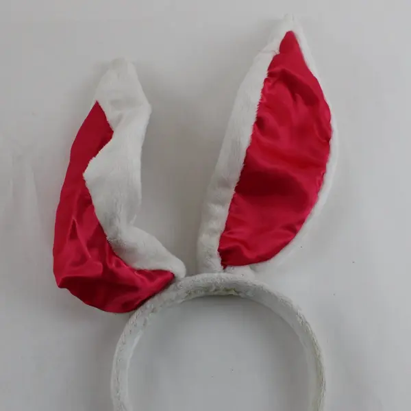 Plush White & Pink Bunny Ears Headband Easter Costume Accessory
