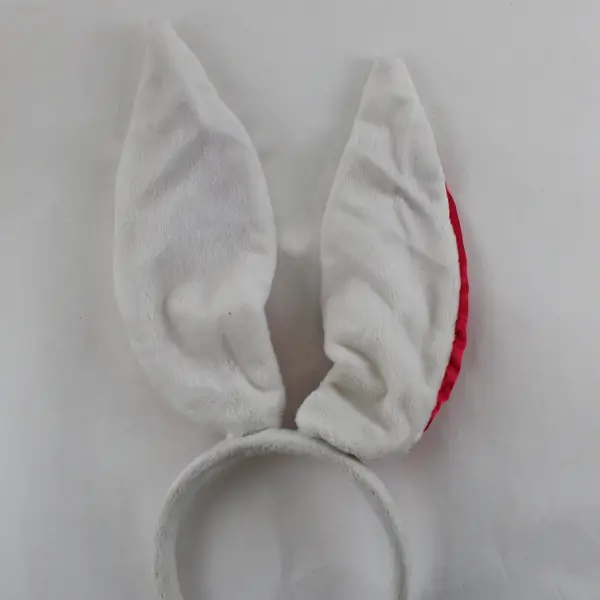 Plush White & Pink Bunny Ears Headband Easter Costume Accessory