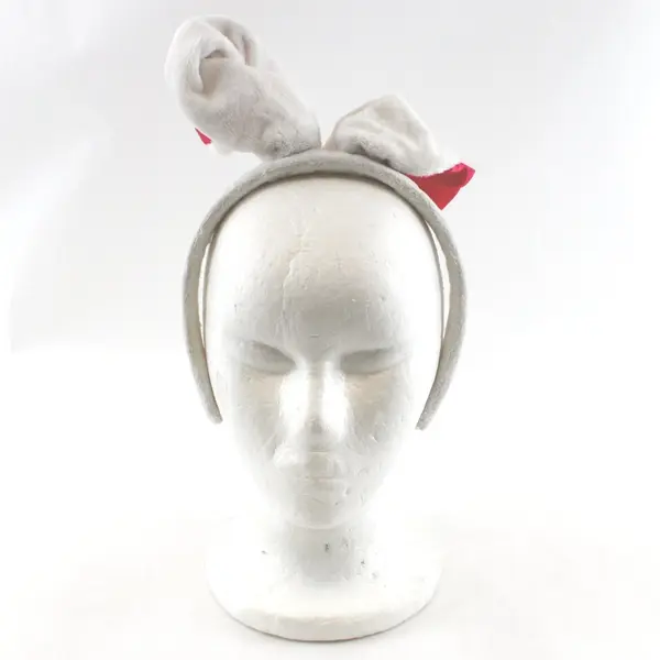Plush White & Pink Bunny Ears Headband Easter Costume Accessory