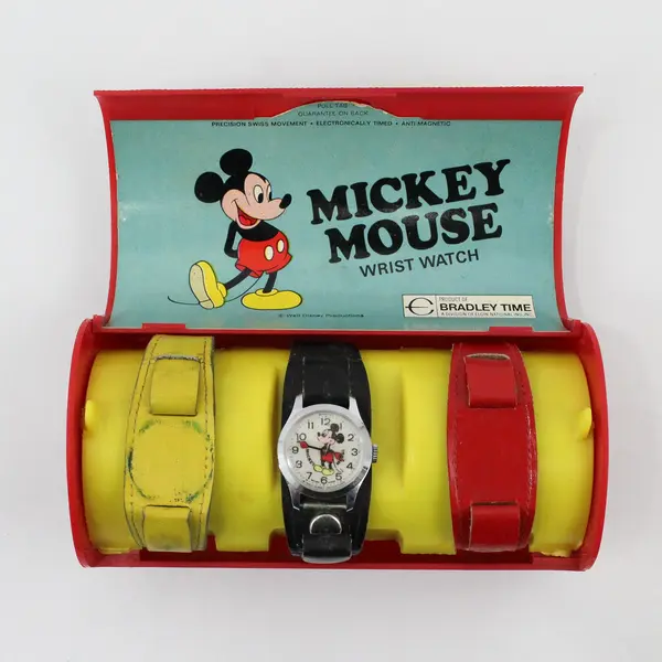 Vintage Disney Mickey Mouse Bradley Time Watch Set As-Is