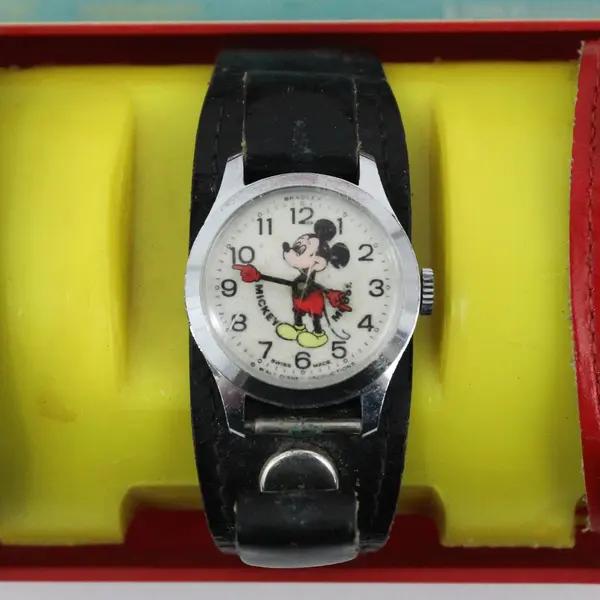Vintage Disney Mickey Mouse Bradley Time Watch Set As-Is