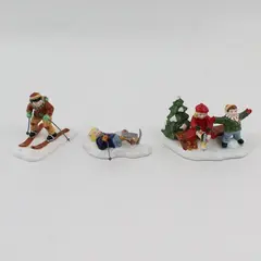 Dept 56 Original Snow Village Skaters & Skiers 3 Piece Set #54755 Box