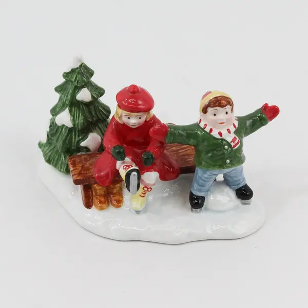 Dept 56 Original Snow Village Skaters & Skiers 3 Piece Set #54755 Box