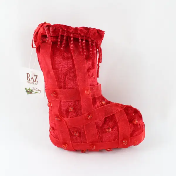 Raz Imports White Red Stocking Plushes Set of 3 Christmas Decor