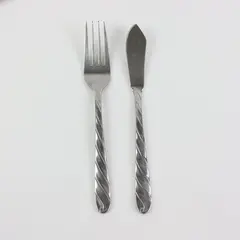 Set of 2 Retroneu Diagonal Stainless Flatware (Butter Spreader + Salad Fork)